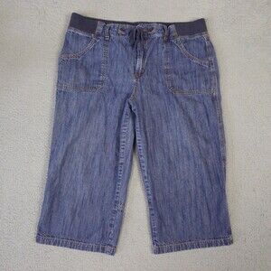 Vintage Faded Glory Jeans Womens 16 Blue Denim Zip Pockets Y2K Wide Leg Cropped